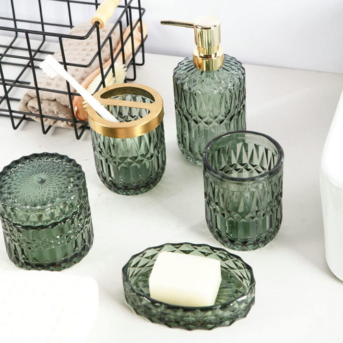Juego Completo De 5 Piezas De Accesorios De Baño Verdes, Dis
