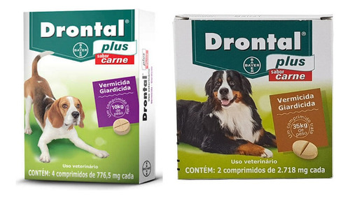 Drontal Plus Cães 10kg 4 Comp+ 1 Drontal Plus Cães 35kg 2 Cp