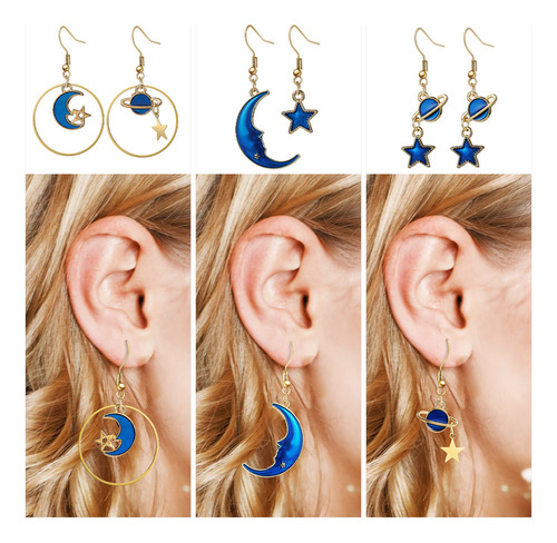 Par De Pendientes Planet Earrings Con Forma De Estrella Y Lu