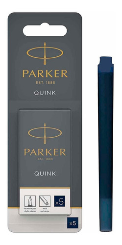 Repuesto Parker Quink Para Plumas Cartuchos Tinta Azul 5 Uni