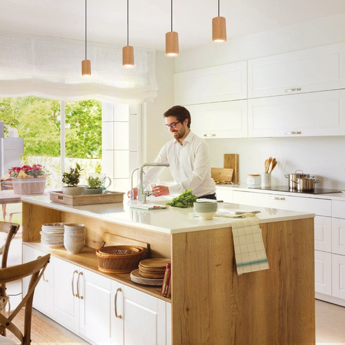 Imagen 3 de 5 de Colgante Infinit Gu10 Led Incluida Madera Lenga Buena Luz