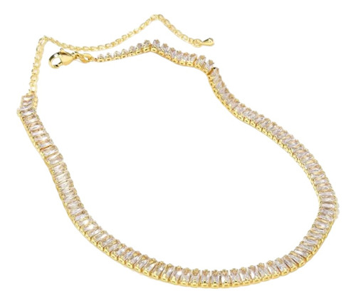 Collar Gargantilla Baño Oro 18k Elegante Con Circones