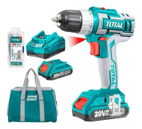 Taladro Atornillador Inalambrico 10mm 20v 2bt Total