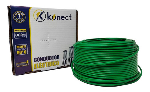 Cable Electrico Cca Unipolar Konect Calibre 12 Verde 100 M