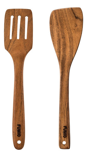 Juego De Utensilios De Cocina De Acacia 2 Cucharas Y Espátul