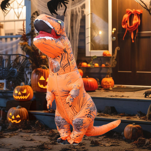 Disfraz De Dinosaurio Inflable, Disfraz De Adultos Naranja