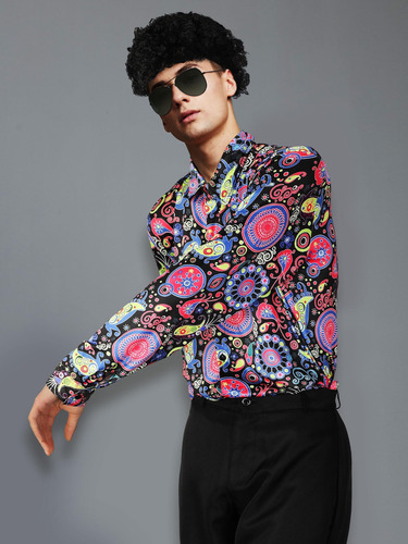 Disfraz De Discoteca Los 70 Para Hombre 1970s Camisa Floral