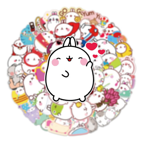 50 Pegatinas De Conejo Regordete De Molang Kawaii Para Álbum
