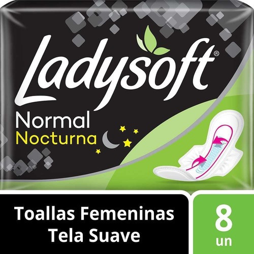 Ladysoft Toallas Femeninas Normal Nocturna Suave Con Alas 8u