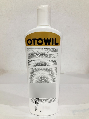 Imagen 4 de 7 de Acondicionador De Coco Y Almendras De Otowil X410ml