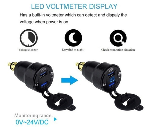 Imagen 5 de 8 de Cargador Bmw Din Usb Doble Con Voltimetro Carga Rapida