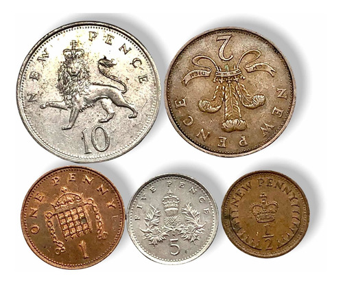 5 Monedas Del País De Inglaterra 1971-1992