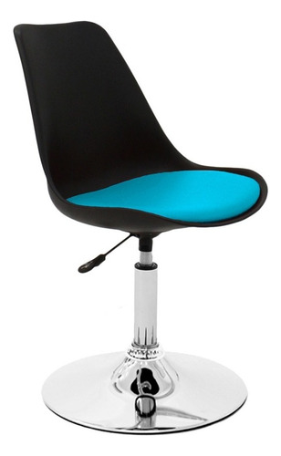 Silla Tulip Eames Negra Con Base Escritorio Color Turquesa Material Del Tapizado Cuero Sintético