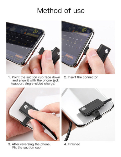 Imagen 4 de 6 de Baseus Cable Gamer Usb Apple Lightning Succion 2 Metros 1.5a