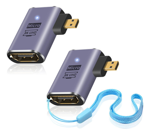 Duttek Adaptador Micro Hdmi De Ángulo 8k, Adaptador Micro Hd