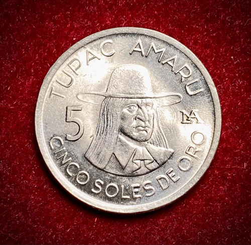 Moneda 5 Soles De Oro Peru 1977 Km 267 Tupac Amaru