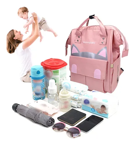 Bolsa de pañales, mochila multifuncional impermeable de viaje, bolsa de  maternidad para bebé, cambiador de pañales color rosa