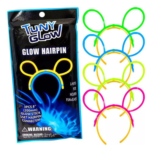 10 Diademas Lumninosa Neon Conejo Raton Glow Cyalume Luz