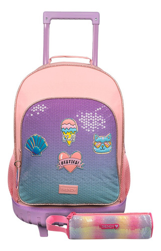 Mochilas Trendy Escolares Con Ruedas + Cartuchera De Regalo