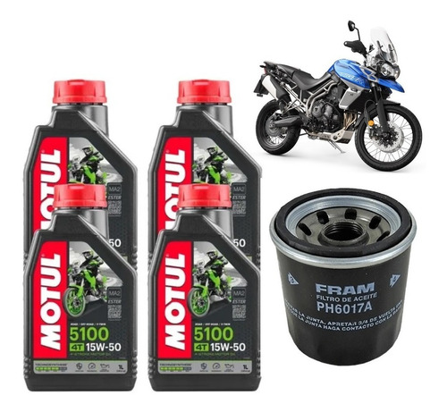 Motul 15w50 Kit Troca Óleo Triumph Tiger800 Fram Ph6017a Mxx