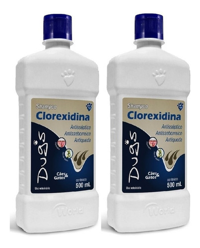 Kit 2 Shampoo Clorexidina 500ml Antisséptico Anti Seborreico