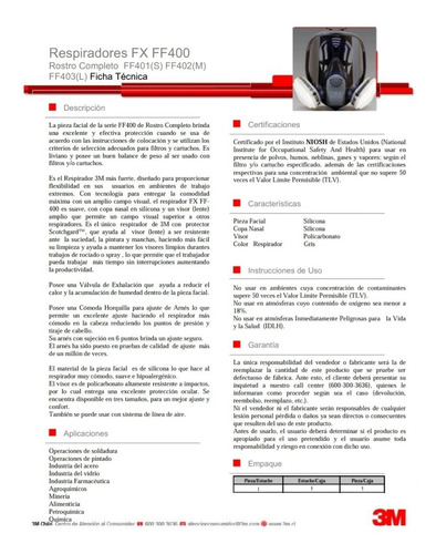 Imagen 4 de 4 de Mascara Full Face 3m Ff-402