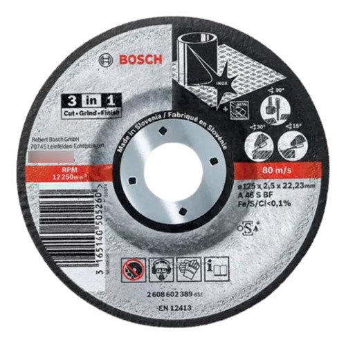Disco Corte Desbaste 3 En 1 115mm Metal Bosch