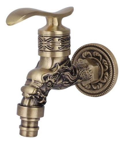 Lavado De Latón Antiguo Grifo De La Pared De Lavandería
