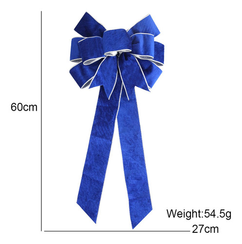 3 Lazo Grande De Navidad, Adorno Artesanal Colgante Azul