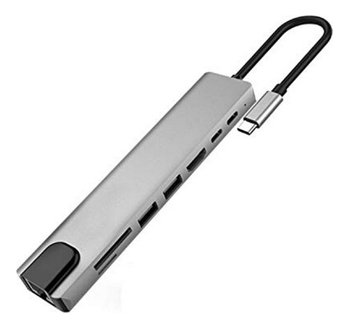 Hub Usb - 8 In 1 Usb C Multiport Adapter, Type C To 4k Hdmi 
