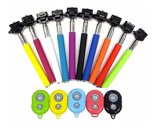 Kit Pau Selfie Monopod 1m + Controle Remoto Bluetooth Cor Preto