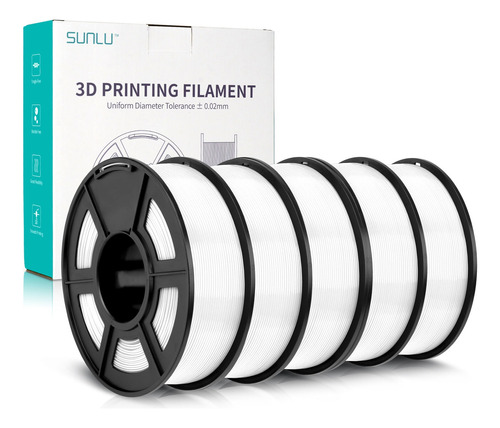 Pack Filamento Pla Sunlu 5 Kg Blanco 1.75mm Impresión 3d