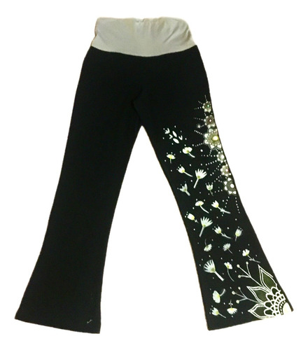 Pantalón Oxford Palazzo Lanilla Con Estampado Flores Blancas