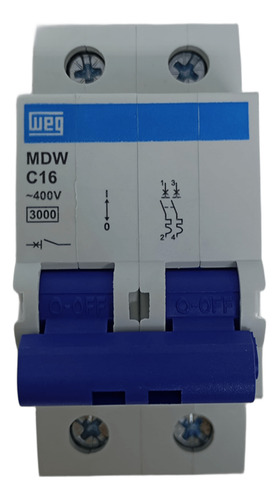 Minidisjuntor Termomag Mdw Curva C Weg 16a Bipolar