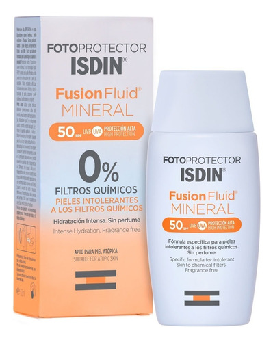 Fotoprotector Isdin Fusion Fluido Spf 50+ Mineral Protector 