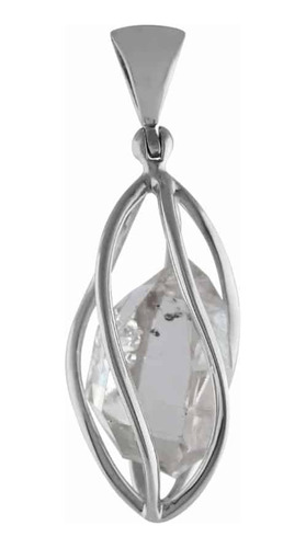 Dije De Jaula De Plata Esterlina Con Cristal De Cuarzo