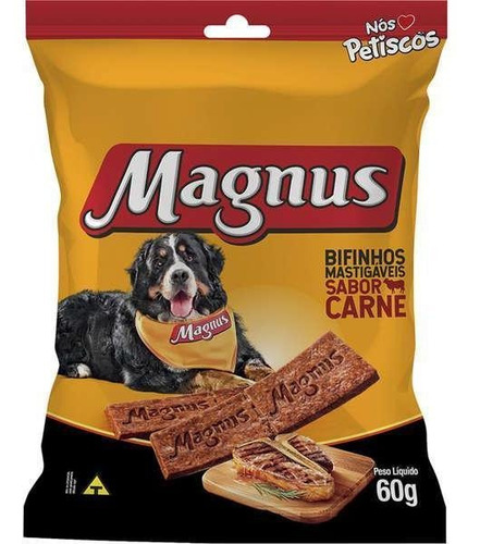 Magnus bifinho sabor carne mastigavel para caes 60g petisco