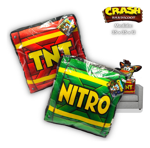 Cojín Almohada Tnt Y Nitro - Crash Bandicoot - Playstation