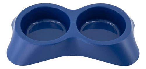 Plato Doble Comedero Para Perro Plastico mediano Mr Wuff Color Azul