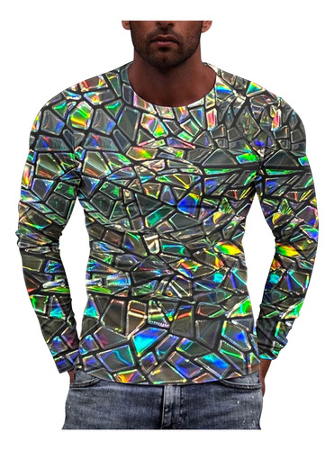Blusa Casual Casual Para Hombre Con Estampado Geométrico, Ca
