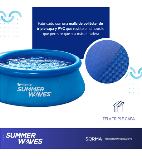 Imagen 4 de 7 de Pileta Anillo Inflable Summer Waves Armado Rapido 1135 Lts