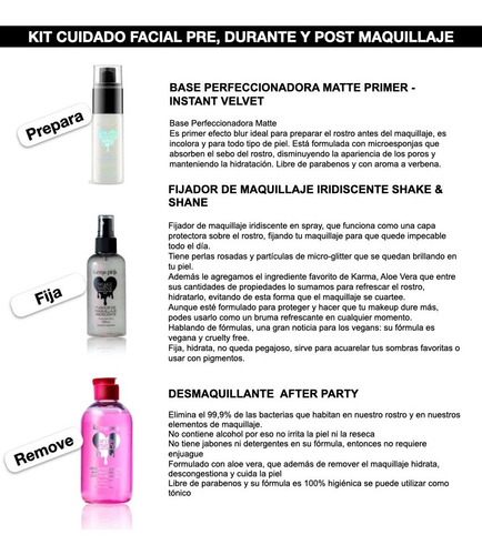 Imagen 2 de 10 de Kit Cuidado Facial Karma Pink Primer Fijador Desmaquillante