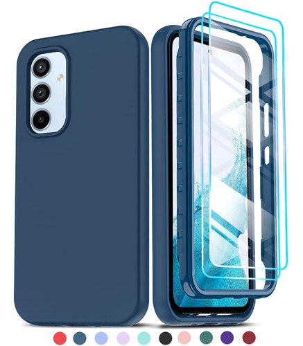 Funda Leyi De Silicona Con Protector Para Galaxy A54 Azul