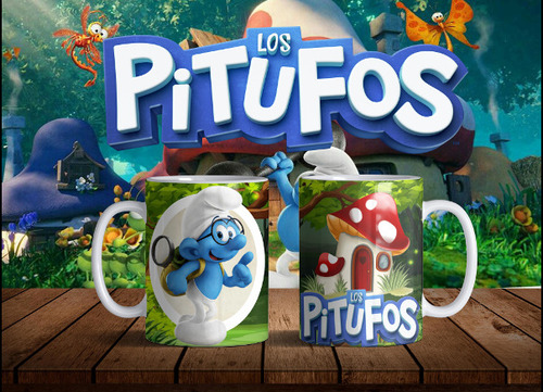 Tazas Plásticas Personalizadas Los Pitufos #3 Pack24