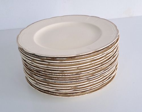 Platos Playos Alfred Meakin England En Loza 12u Antiguos Blanco Lisa (Usado)