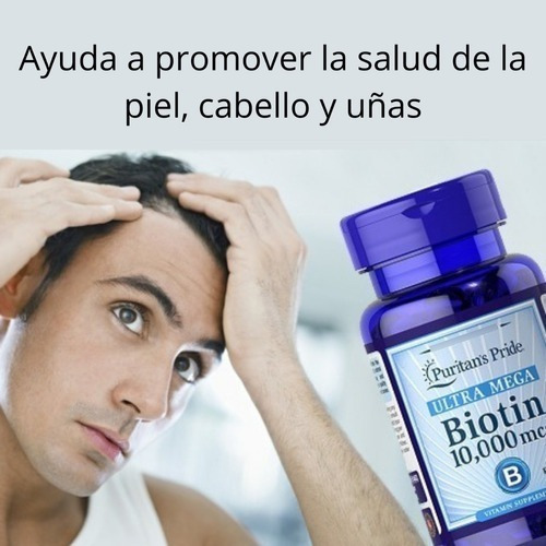 Biotina Capsulas 10000 Mgc Puritans Pride Cabello Uñas Piel Sabor Sin sabor