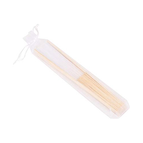 Abanicos De Mano Bambu Y Seda Con Bolsa Regal Blanc Pack 50