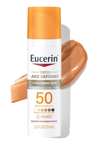 Loción de protección solar Eucerin Sun Tinted Age Defense SPF 50