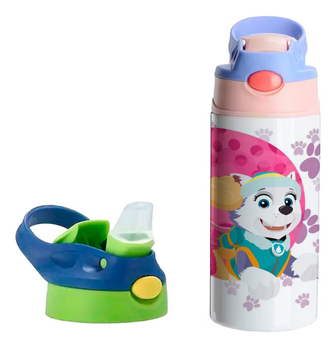 Termo Infantil Paw Patrol Skye Everest 355 Ml - Vaso Niños Tapa Rosa / Morado