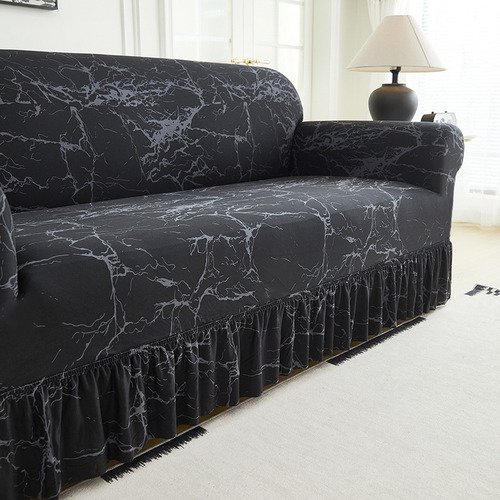 Protector Cubre Sofa Fundas Elástico Lavable Ajustable Negro-mármol Lisa S-asiento Individual